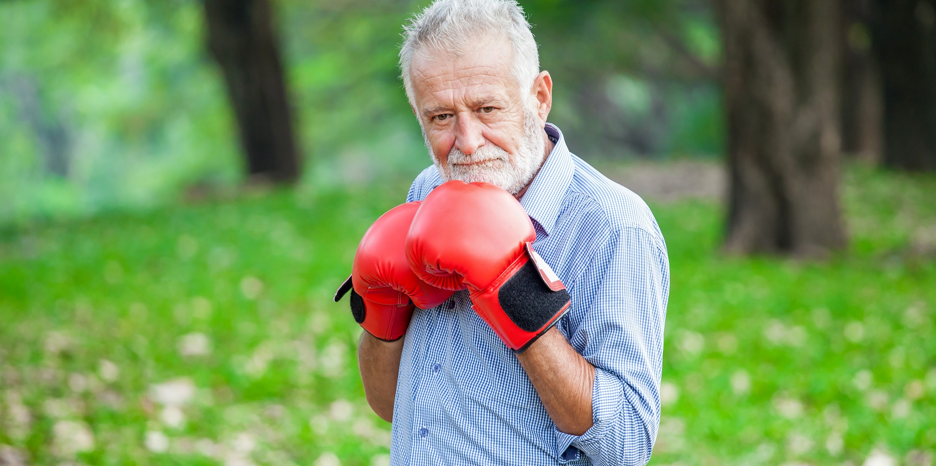 senior man boxing